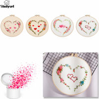 Studyset IN stock 4 Pcs Embroidery Kit For Beginners With Heart-shaped Patterns Cross Stitch Kits For Valentine Day Decor