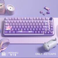 Magic Cat Keycaps Purple Cute Cartoon Anime Cherry Profile ปุ่มกดคีย์บอร์ดเมกคานิคัล ลายการ์ตูนแมวน่ารัก สีม่วง พร้อม 7U และ ISO