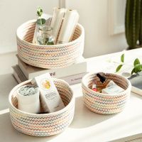 [BONBON Home Storage] ตะกร้าใส่ของที่จัดระเบียบเครื่องสำอางเชือกคอตตอนกล่องพับได้สำหรับเก็บของจิปาถะโต๊ะชามบรรจุภัณฑ์สำหรับผลไม้