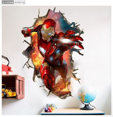 Disney Marvel Anime Figure Avengers Iron Man 3D PVC Wall Sticker Room Decor for Kids Room Living Room Kindergarten Birthday Gift