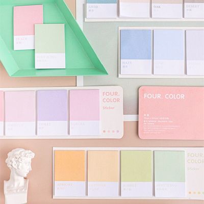 80 Pcs/Lot Four-Color Post Note Colored Card Hand Account Collage Material Paper Memo Pads Message Note Fridge Sticky Note