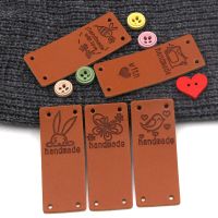 20Pcs Handmade Labels Cute Animals Leather Tags Brown Handmade With Love Labels For Clothes Hat Gift Basket Sewing Accessories Stickers Labels