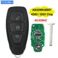 YOUBBA สำหรับฟอร์ด KR55WK48801สมาร์ทกุญแจรีโมท Keyless สำหรับโฟกัส C-MAX Mondeo Kuga เฟียสต้า B-max 433434Mhz 4D63 ID83ชิป