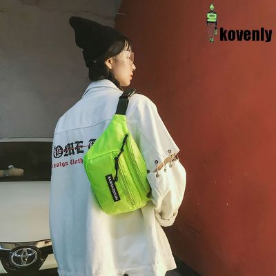 Canvas Waist Pack Street Unisex Cellphone Bag Fluorescent color Fanny Pack Travel Shoulder Bag Summer Chest Bag Hip-hop Bags 022