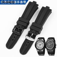 ⌚✇♛ (substitute) watch strap substitute mens waterproof silicone with black convex notch 22x7.5mm