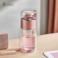 [HOT XSJK,XHKWQ 513] YMEEI 280มิลลิลิตรขวดน้ำชาแก้ว Borosilicate สูงผนังสองชาถ้วยน้ำแบบพกพาแก้วแก้วสแตนเลสกรองชา