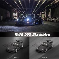 ของเล่นสะสมโมเดลรถยนต์แบล็กเบิร์ดเที่ยงคืนสถานีขนาดเล็ก1:64 RWB 993 Diorama Diecast