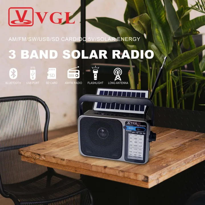 Solar Bluetooth Speaker AM/FM/SW 3 Bands Solar Radio with USB/Tf Reader ...