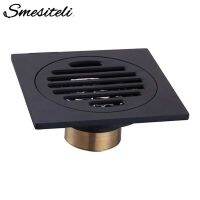 Smesiteli Drains Bathroom Sink Bathtub Accessories Brass Matte Black Square Style Floor Drainer Waste Bathroom Shower Drain