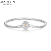 Madelin Bracelet S925 Platinum สรัอยข้อมือเงินแท้ชุบทองคำขาว สร้อยข้อมือดอกทานตะวัน สร้อยข้อมือชาร์ม