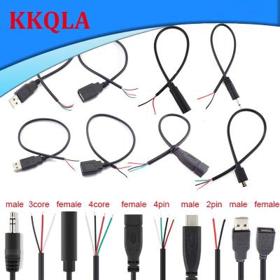 QKKQLA Wire Micro USB 2.0 Type-C AUX Mono Connector Power Supply Extension Cable Charger Male to Female 2-pin 4-pin Data Line