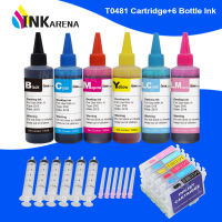 INKARENA Ink Bottle 6×100ml + T0481 - T0486 Refill Printer Ink Cartridge For Epson Stylus Photo R200 R220 R300 R300M R320 R340