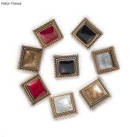 5pcs Retro Square Metal Enamel Button Shank Sewing Scrapbooking Clothing Replace Handmade Craft Accessories Decor 18mm