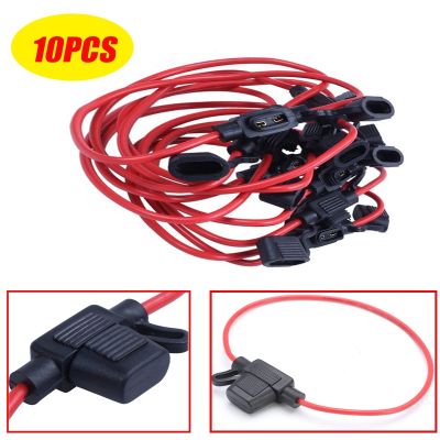 【YF】 10PCS Auto Ring Fuse Black Insert Red Wire Harness Blade Holder Suitable for Cars and Motorcycles Car Box
