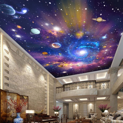 [hot]Custom 3D Photo Wallpaper Star Universe Galaxy Room Suspended Ceiling Wall Painting Living Room Bedroom Wallpaper Home Decor