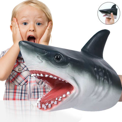 Shark Hand Puppet Toys  Shark Puppets Role Play Toy   Soft Rubber Realistic Sea Animal Shark Head 6.3 inch