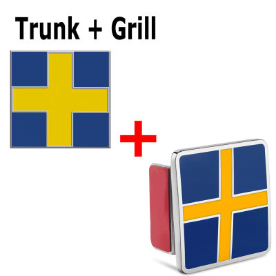 Metal Car Grill Trunk Swedish Flag Embelm 3D For VOLVO S80 S90 C30 C60 C70 XC40 XC60 XC70 XC80 XC90 Badge Grille Sticker Luxury