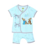 ENFANT  ชุดเสื้อกางเกงแขนสั้น ป้ายอกอุ่นเด็กชาย Collaction PETER RABBIT  สีฟ้า Size 60-70