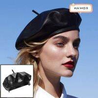 COD tjjs079 ROWAN Women Beret Hat French Artist Beanie Cap Beanie Hat Black Leather Hat