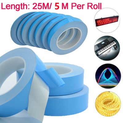 №☞ 25meter/Roll 8mm 10mm 12mm 20mm Width Transfer Tape Double Side Thermal Conductive Adhesive Tape for Chip PCB LED Strip Heatsink