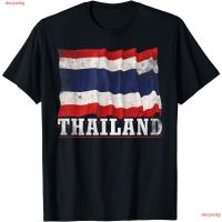 derysotg เสื้อยืดผู้ชายและผู้หญิง Thailand Thai Flag T-Shirt ดพิมพ์ลาย เสื้อยืดผ้าฝ้าย คอกลม cotton แฟชั่น เสื้อคู่ชายหญ