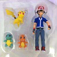 4Pcs/Set Anime Pokemon Figures PVC Ash Ketchum Charmander Squirtle Model Dolls For Children Birthday Gift Toys With Box