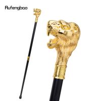 Gold Lion Head with Mustache Fashion Walking Stick Decorative Cospaly Vintage Party Fashionable Walking Cane Crosier 93cm