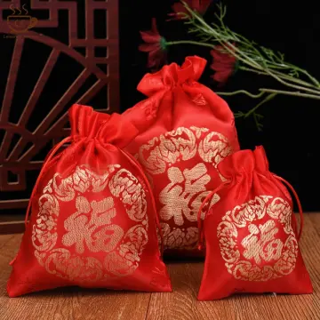 Silk Red Envelopes,3pcs Hongbao Card Envelopes Gift Wrap Bags Red Lucky Money Pockets for New Year,Spring Festival,Birthday and Wedding