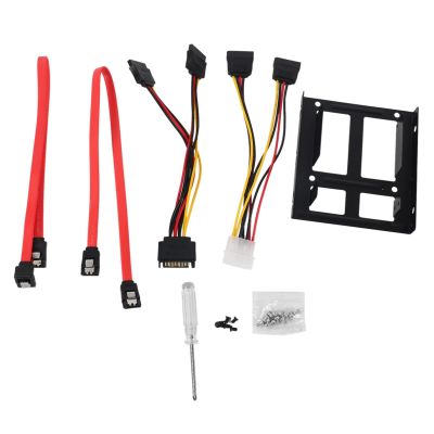 2X 2.5 inch SSD to 3.5 inch Internal Hard Disk Drive Mounting Kit Bracket (SATA Data Cables and Power Cables Included)