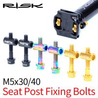 RISK 2Pcs Bike Seat Post Fixed Bolts TC4 Titanium Alloy M5x30/40MM MTB Road Bicycle Seatpost Saddle Fixed Screws Rainbow Gold