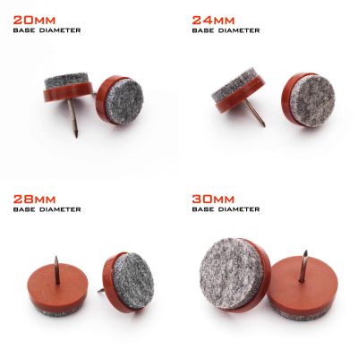 20pcs Brown DIY Chair Table Furniture Feet Legs Tile Felt Pad Floor Protector Glides Slide Skid No-noise Nail-On 20/24/28/30mm Furniture Protectors Re