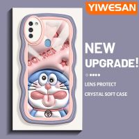 YIWESAN เคสปลอกสำหรับ Samsung กาแลคซี M11ลายการ์ตูนดาวโดราเอมอนสีชมพูขอบคลื่นเคสมือถือกันกระแทกแบบใสนิ่มเคสป้องกันซิลิกาเจลโปร่งใสลายกล้องถ่ายรูปสุดสร้างสรรค์