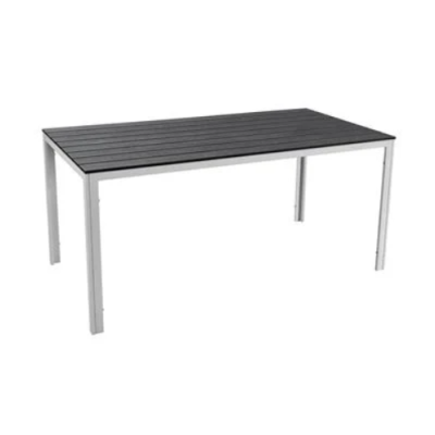 Outdoor table, waterproof wood pattern, size 156 x 78 x 74 cm. Gray - White.