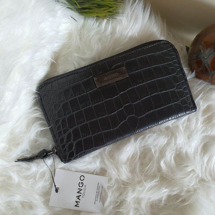 Mango croc best sale effect zipper purse