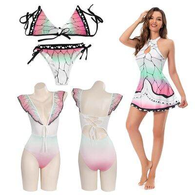 Demon Slayer - Kochou Shinobu Sexy Swimsuit Cosplay Costume Swimwear Bikini Outfits Halloween Carnival Suit