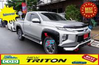 Tritonคิ้วล้อ คิ้วซุ้มล้อ Mitsubishi Triton 2019 Open CAB  แบบหมุดเงิน  5นิ้ว  ( สีดำด้าน ) ส่งฟรี