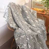 Nordic Ins Gray White Knitted Casual Double-sided Pattern Acrylic Blanket Quilt Summer Thin Nap Sofa Blanket Single Cover Blanket