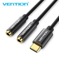 【COD】Vention Type-C ถึง 3.5 มม. อะแดปเตอร์สายเคเบิลหูฟังสองหญิง USB 3.1 Type C USB-C ชายถึง 3.5 AUX Audio Female Jack