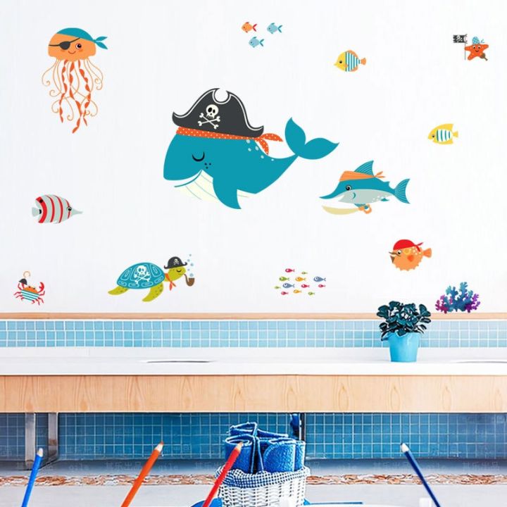 1pcs-cartoon-pirate-whale-underwater-world-wall-sticker-for-kids-room-maternal-and-child-series-new-products-home-decals