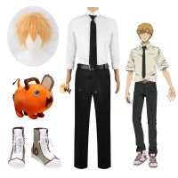 Chainsaw Man Season2 Denji Anime Cosplay Costume Wig Shoes  Devil Pochita Doll Soft Headgear Belt Suit Uniform Halloween Party