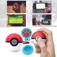 Silicone Thumb Grips Cover Cap Lid Shell Stick Joystick for Nintendo Switch Poke Ball Plus Pokeball NS Controller - Red Cat Paw Print - Blue จุกซิลิโคน ครอบปุ่ม อนาล็อก ลายอุ้งตีนแมวแดง/ฟ้า