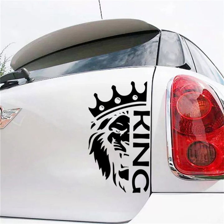 ร้อนสิงโตกับมงกุฎกษัตริย์สติกเกอร์รถไวนิลรูปลอกกาวตนเองกันน้ำอัตโนมัติ-decors-บนรถร่างกายกันชนหน้าต่างด้านหลัง-lapto