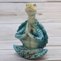 【CC】☒▼  Sea Turtle Figurine Peacefulness Meditating Statue Decorations for Buddha Frog Garden Ornament