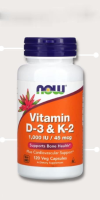 NOW Foods, Vitamin D3 and K-2 capsules contain 120 vegetable capsules.