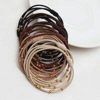 【YF】 10PCS Korean Women Elastic Hair Rubber Bands  Headbands Girs Golden Plated Beads Scruchies Tie/Holder/Gum Accessories