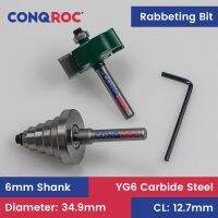 6mm Shank Slotting และ Rabbeting Router Bit พร้อมตลับลูกปืนขนาด 6 ขนาดเส้นผ่านศูนย์กลาง－34.9 มม. ความยาวตัด－12.7 มม