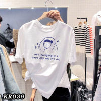 kr039พร้อมส่ง**สินค้ามาใหม่** เสื้อยืดคอกรมแฟชั่น แขนสั้นมินิมอล เนื้อผ้านุ่ม ใส่สบาย ไม่ร้อน ผ้าไม่หนาไม่บางเกินไป unisex