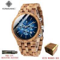 KUNHUANG Wood Men 39;s Multifunctional Chronograph Relógio masculino ●