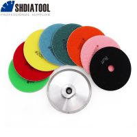 ▥✗✹ SHDIATOOL 8pcs 4 Diamond Wet Flexible Polishing Grinding Pads Granite Marble White Resin Bond 100mm Sanding Discs M14 Backer