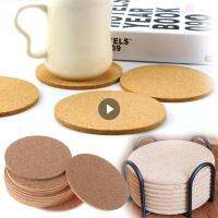 10Pcs Cork Coaster ชาแก้วกาแฟผู้ถือเครื่องดื่มสำหรับห้องครัวไม้ธรรมชาติบนโต๊ะอาหารรอบเครื่องดื่ม Coaster ห้องครัวตาราง Pads